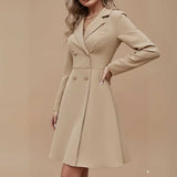 Vestido Tipo Blazer Manga Longa Mariana Bege