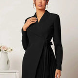 Vestido Blazer Curto Plissado Preto