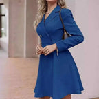 Vestido Manga Longa Azul