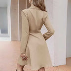 Vestido Manga Longa Bege