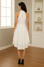Vestido Chiffon Cintura Alta Sem Manga