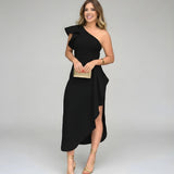 Vestido de Festa Longo Preto Um Ombro Só