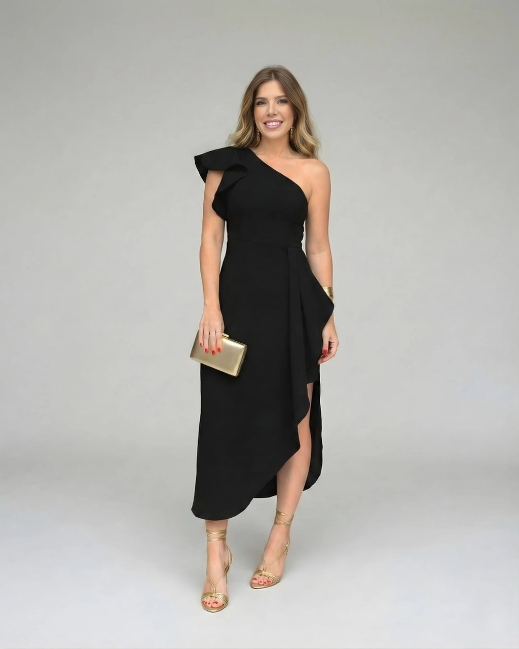 Vestido Longo Preto Um Ombro Só