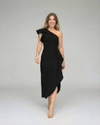 Vestido de Festa Preto Um Ombro Só