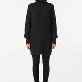 Vestido de Tricot Oversized Gola Alta Grafite