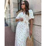 Vestido Feminino Longo Florido Amarelo