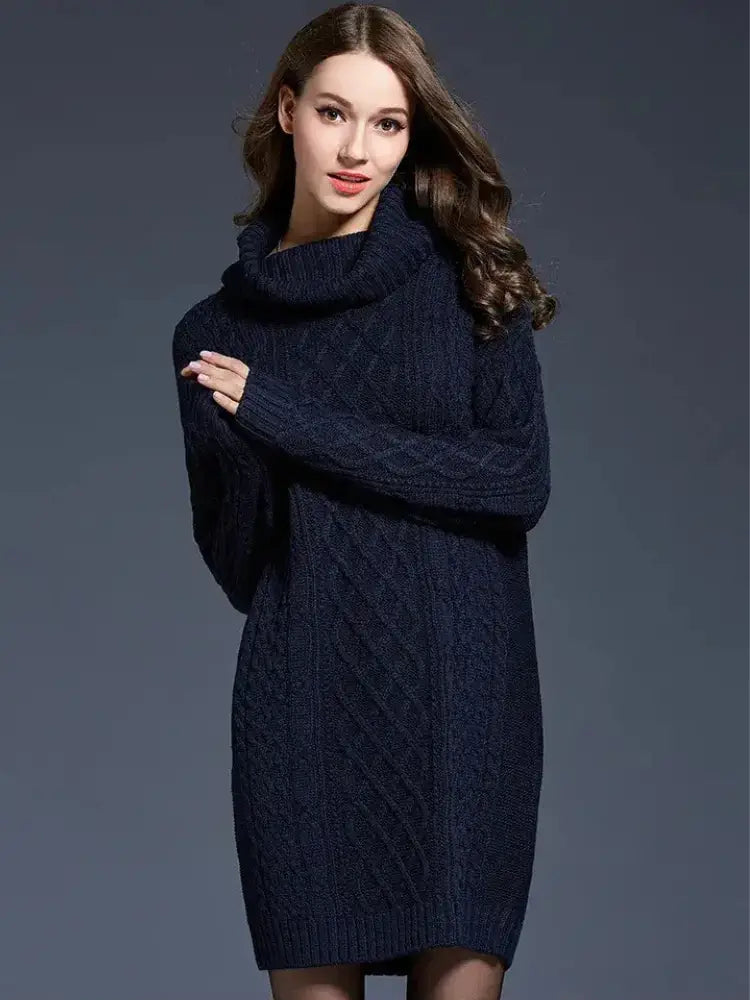 Vestido Feminino Sueter Gola Alta Inverno