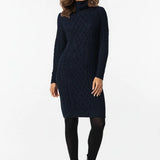 Vestido Feminino Suéter Gola Alta Inverno Azul
