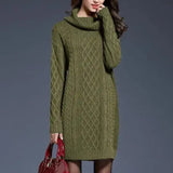 Vestido Feminino Suéter Gola Alta Inverno Verde