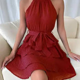 Vestido de Festa Curto Sem Manga Manuela Vermelho