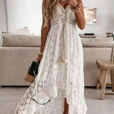 Vestido Feminino Longo de Renda Off White Estilo Boho Chic