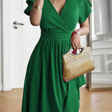 Vestido Midi Decote V Jade Verde