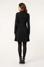 Vestido Tipo Blazer Manga Longa Mariana Preto - vista de costas, corpo inteiro